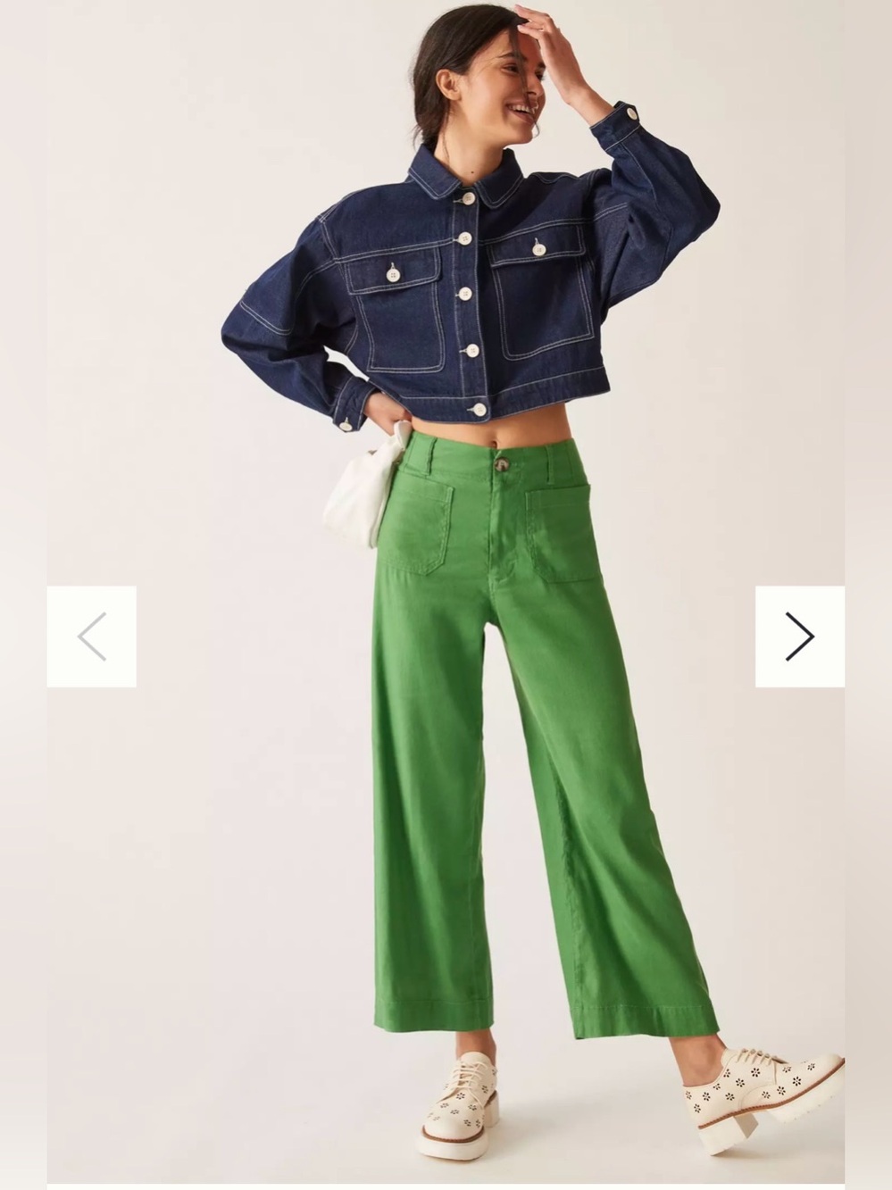 NEW Maeve by Anthropologie Colette Wide Leg Trousers Green Linen Blend - Size 29